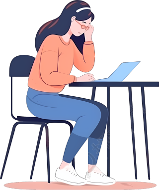 认真学习的女学生卡通人物元素