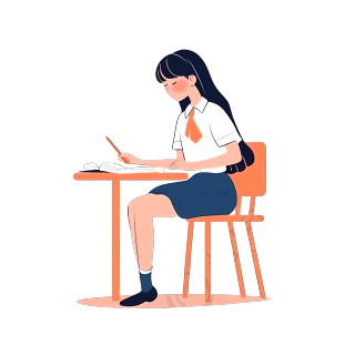高清透明背景女生考试插画