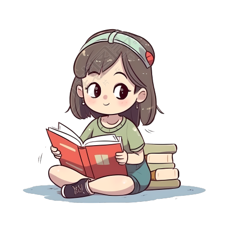 古灵精怪的小女孩看绘本素材