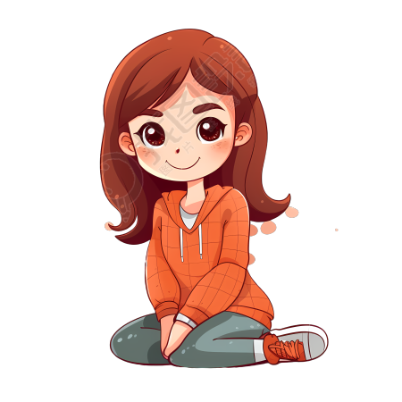 清新可爱女孩卡通矢量插画