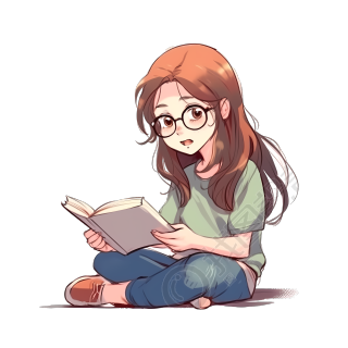 穿短袖女孩正在看书图片