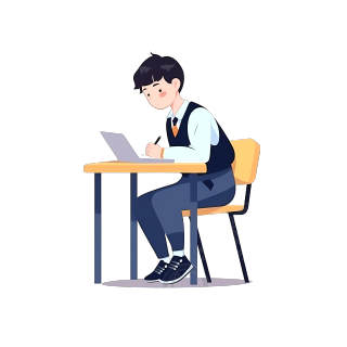 简约明亮男孩校服考试插画素材
