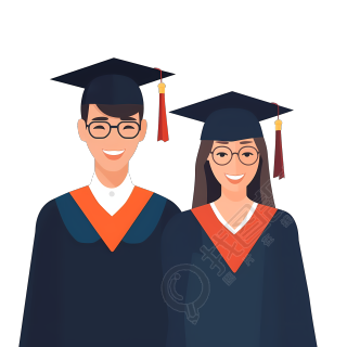 戴眼镜的大学生毕业典礼插画图片