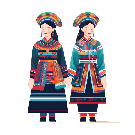 壮族风情传统服饰插画