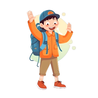 旅行时开心打招呼的男孩PNG素材