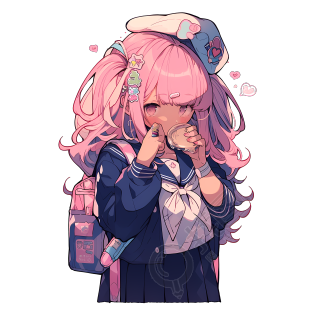 校园卡通漫画美少女矢量插画