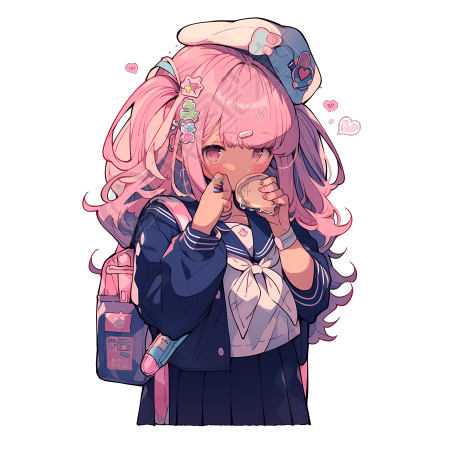 校园卡通漫画美少女矢量插画