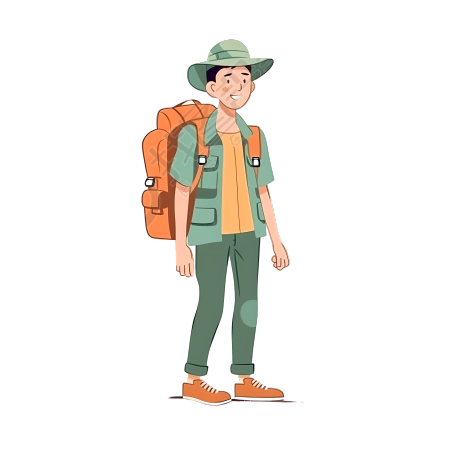 亚洲男子旅行插画素材