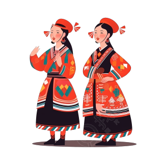 壮族三月三传统节日民族舞蹈插画