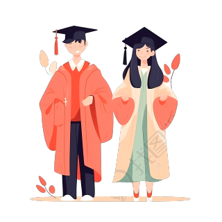 亚洲大学生毕业典礼插画设计图片
