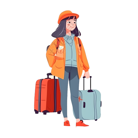 五一带行李箱外出旅游的女生图片