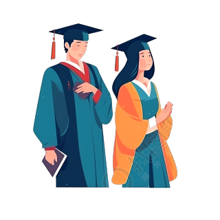 两个穿学士服的大学生图片