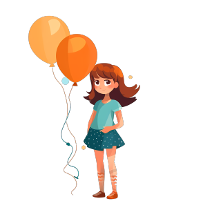 手拿气球可爱小女孩人物插画图