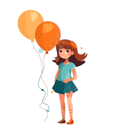 手拿气球可爱小女孩人物插画图