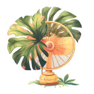 夏日热带风情小风扇矢量插画