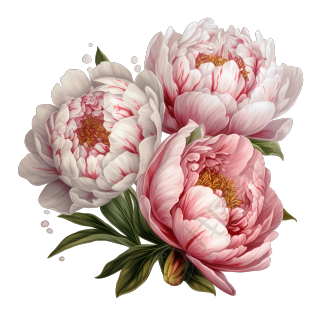 唯美花卉春季牡丹花插画