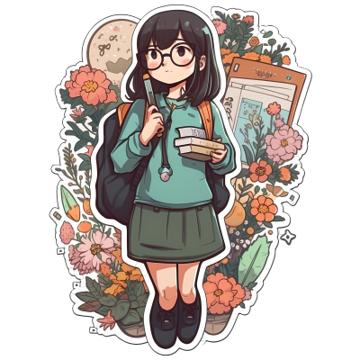 创意设计可爱女孩贴纸png素材