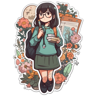 创意设计可爱女孩贴纸png素材