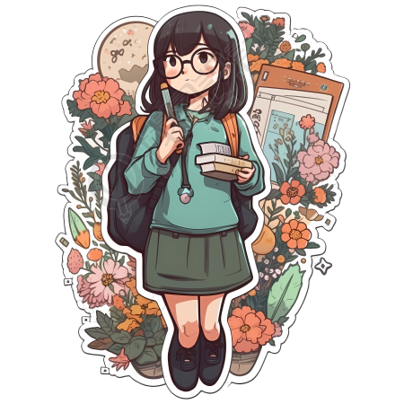 创意设计可爱女孩贴纸png素材