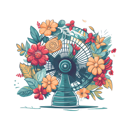 夏日花环小风扇插画设计