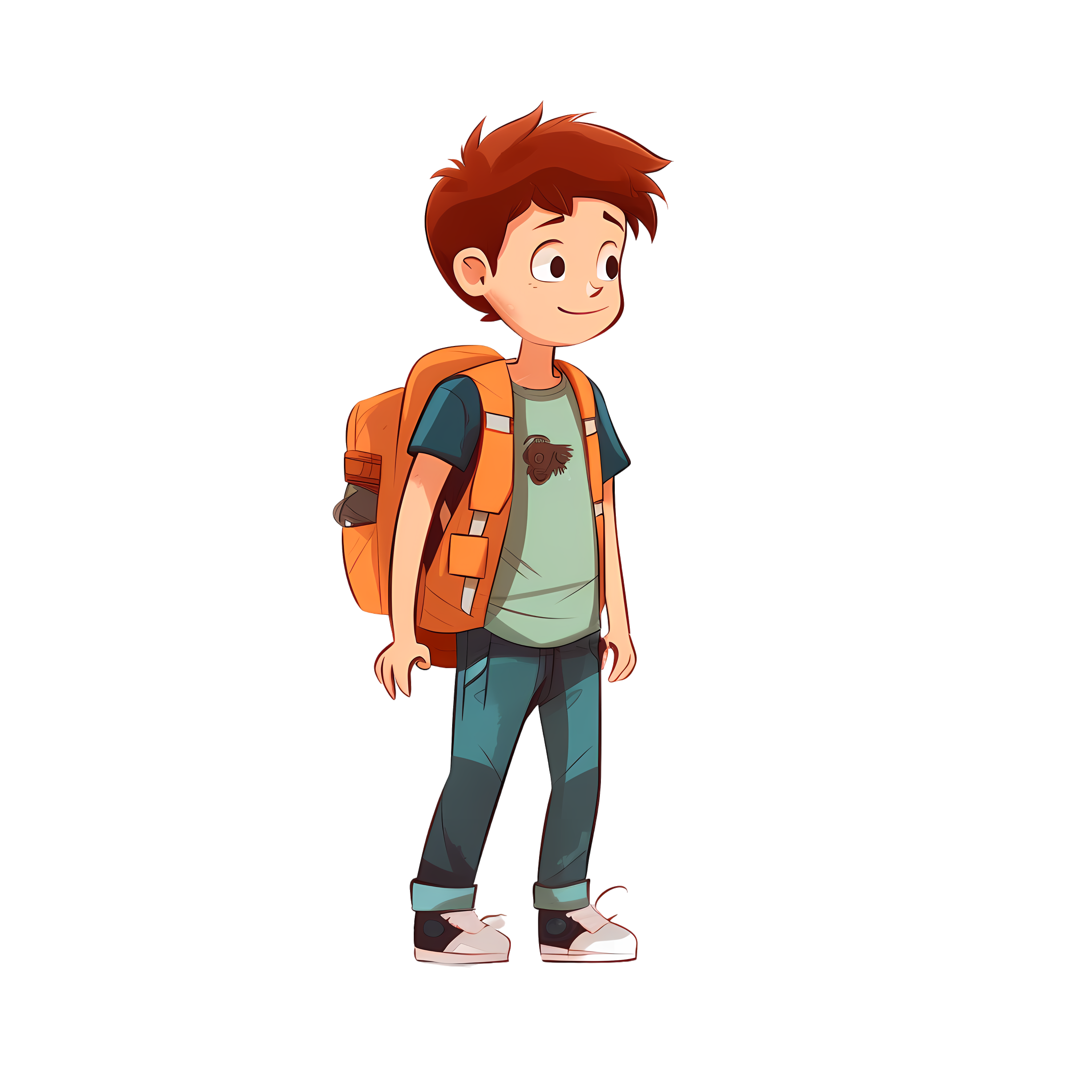 背书包上学的男学生人物元素