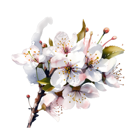 小清新樱花插画PNG素材