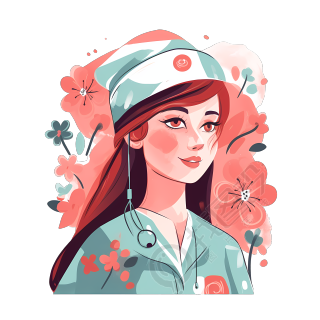 穿手术服的女护士插画素材
