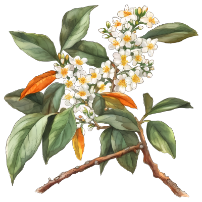 可商用绽放的白色桂花插画