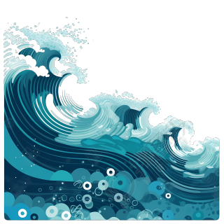 手绘唯美海浪白色浪花素材