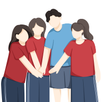 统一着装的男生女生团建png素材