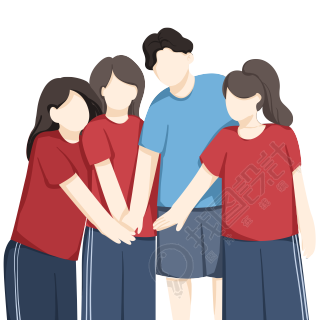 统一着装的男生女生团建png素材