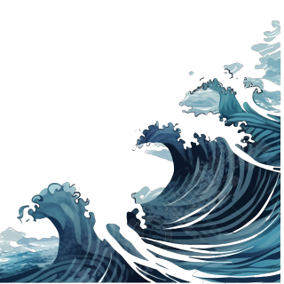 蓝色海浪矢量PNG插画