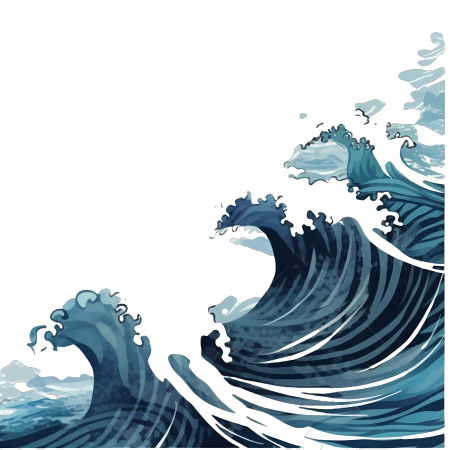 蓝色海浪矢量PNG插画