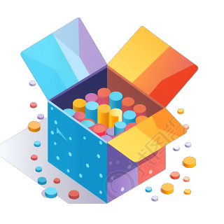 开箱盲盒礼物PNG插画设计元素