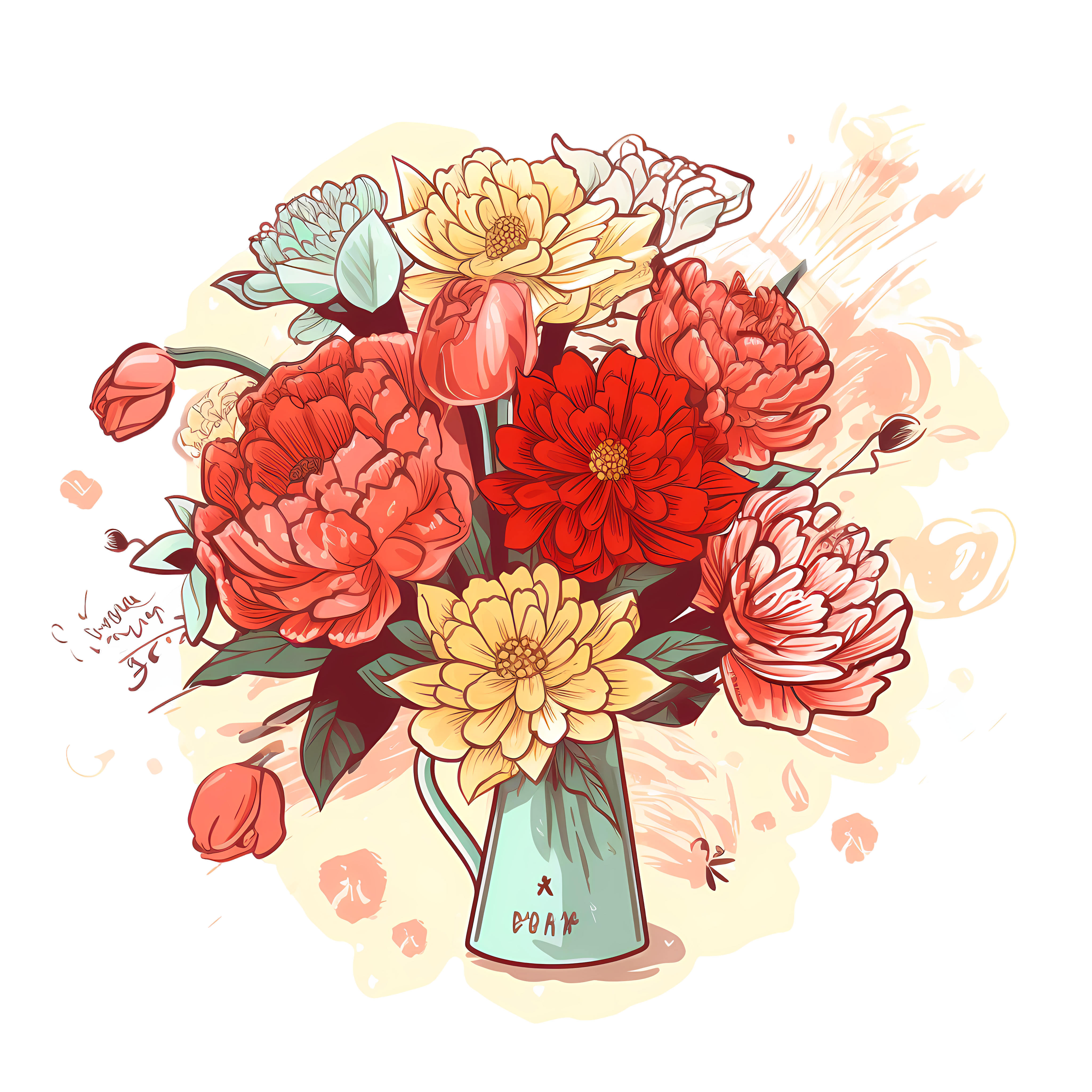 手绘教师节花束PNG高清素材