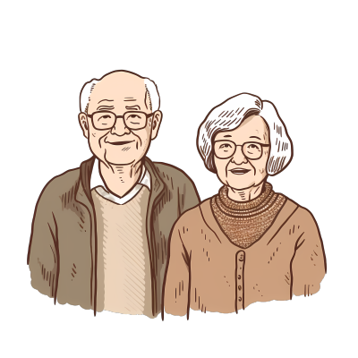 头发花白的老人PNG矢量插画设计