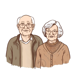 头发花白的老人PNG矢量插画设计