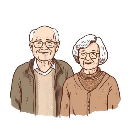 头发花白的老人PNG矢量插画设计