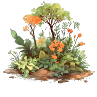 唯美灌木丛花卉插画素材