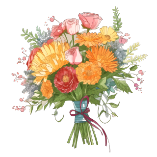 手绘温馨教师节花束PNG素材