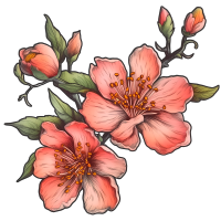 白底桃花插画设计PNG元素