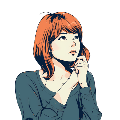 思考中的女孩矢量插画