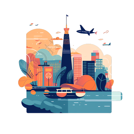 五一黄金周度假旅游插画