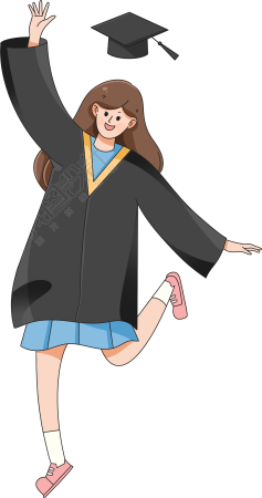 卡通手绘开心的毕业女生png素材