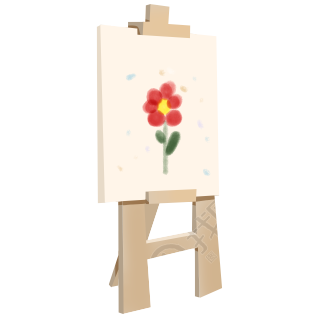 美术绘画画板画满小红花png素材
