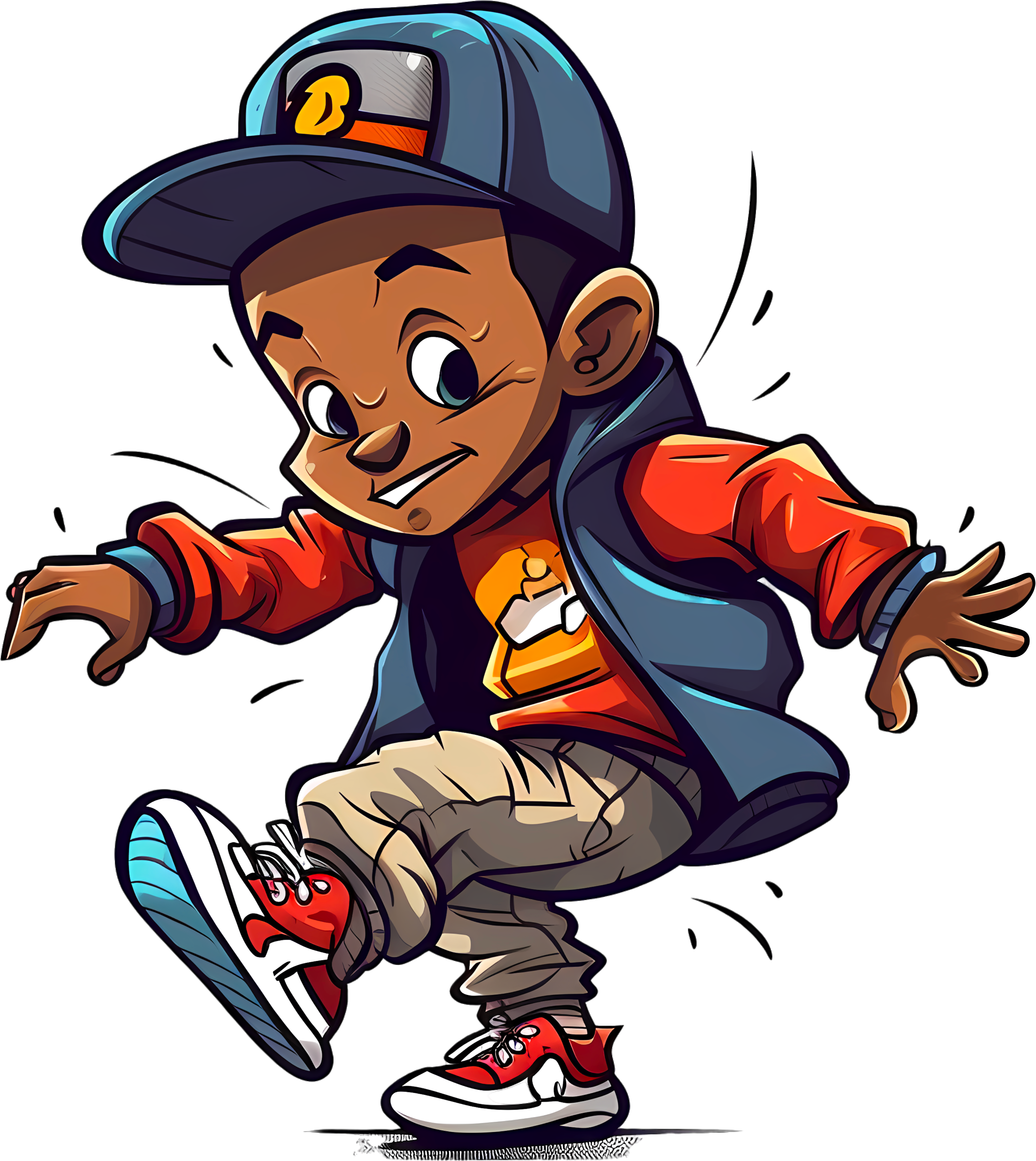 B-Boy 街舞嘻哈舞者卡通矢量插画