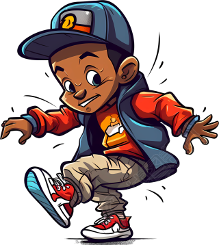 B-Boy 街舞嘻哈舞者卡通矢量插画