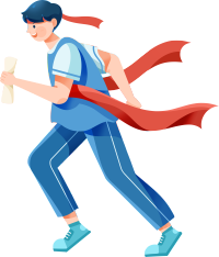 拿着录取通知书冲刺的男生插画
