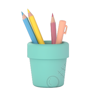 可商用绿色笔筒3D插画