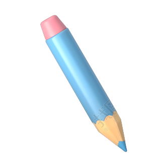 蓝色绘画铅笔3D图形设计元素